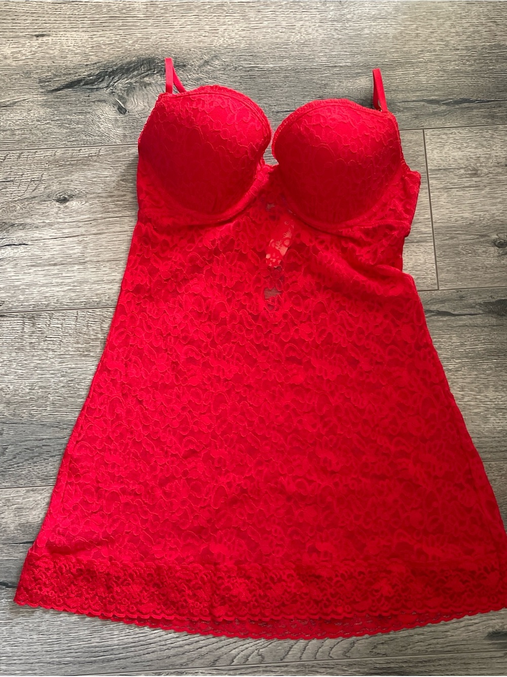 Victoria's Secret Red Lace Push-Up Chemise